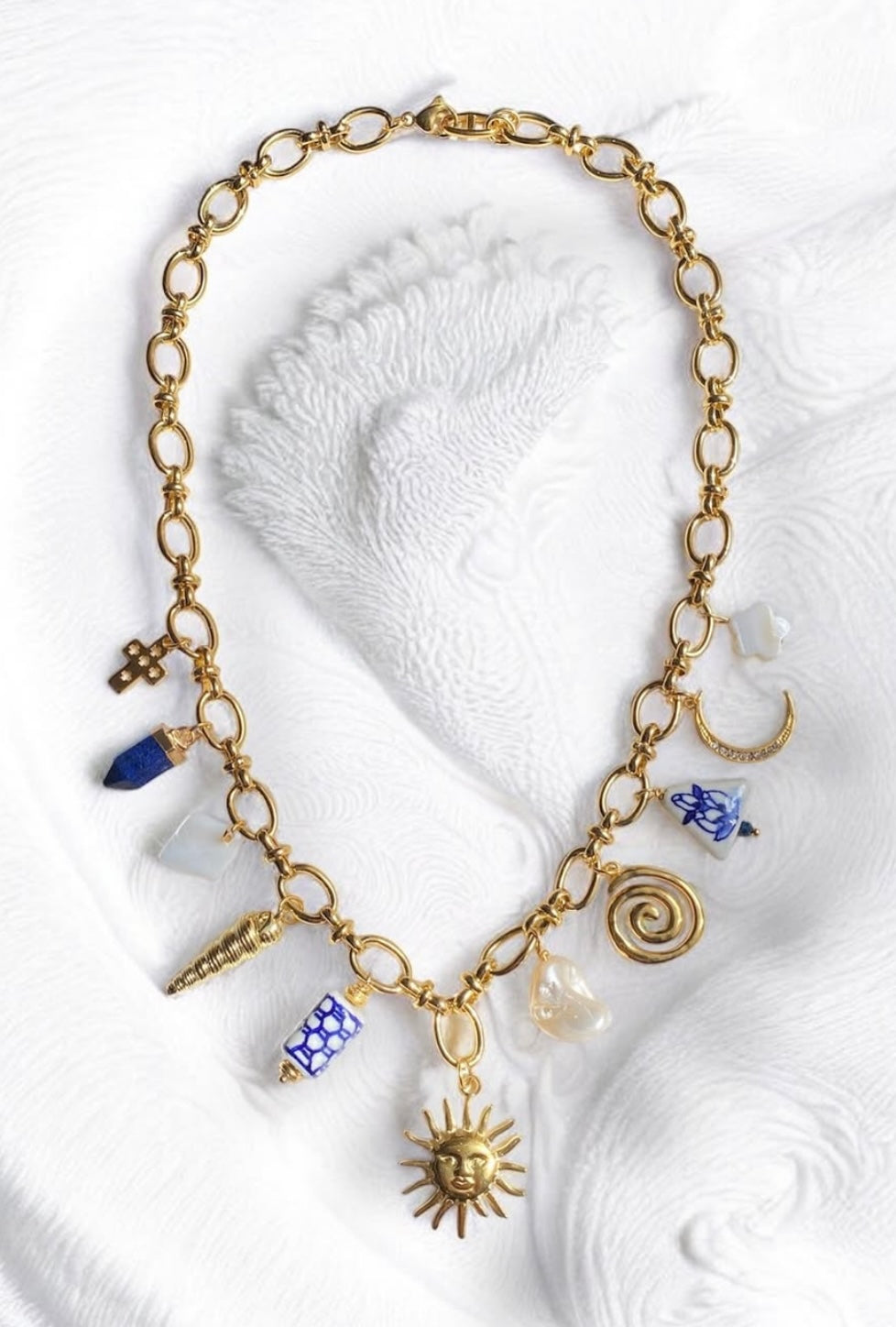 NECKLACE "ARETE" GOLD/BLUE