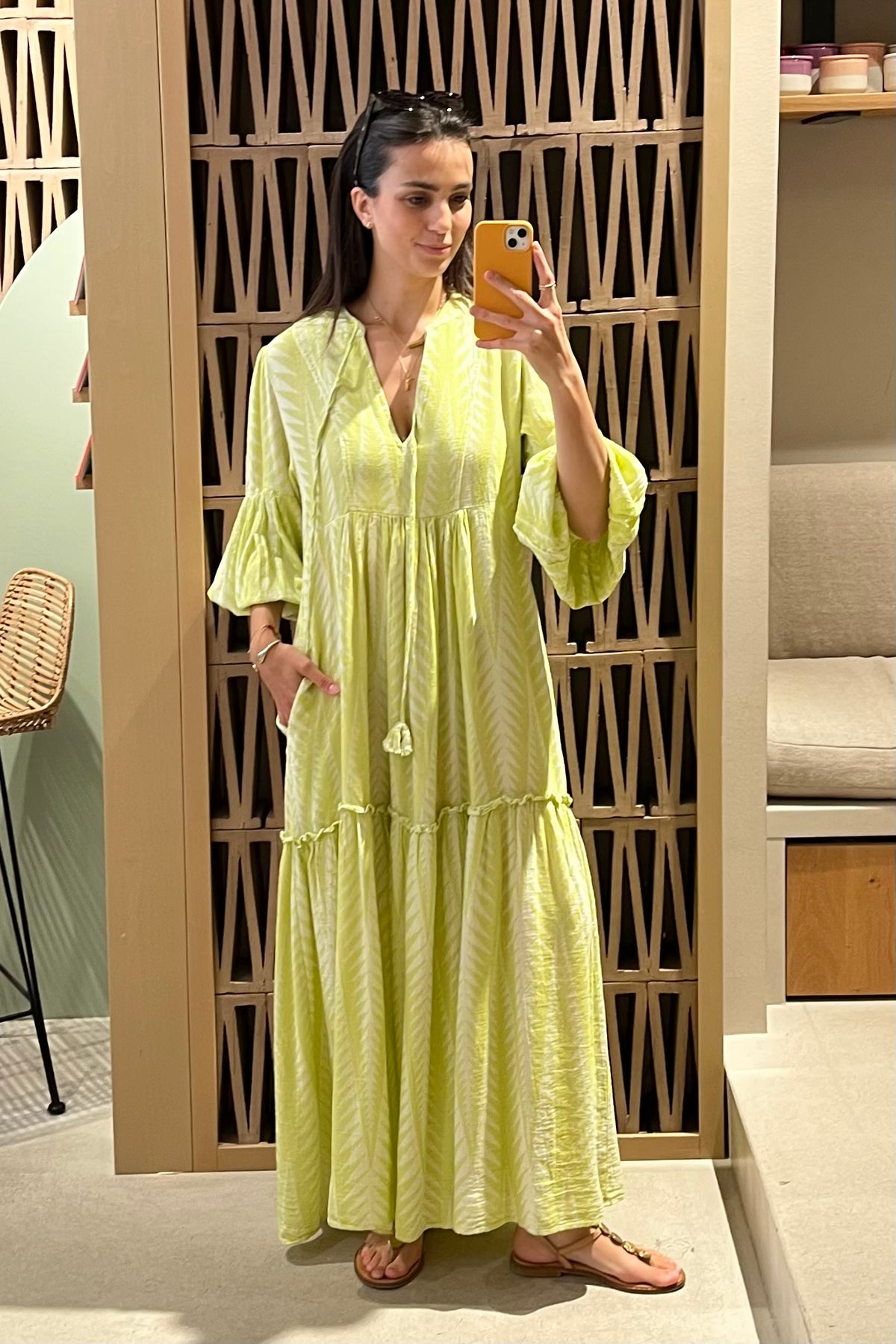 LONG TUNIC DRESS "FINIKAS" LIME