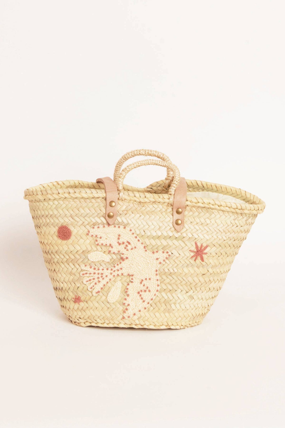 WOVEN & EMBROIDERED BASKET „SUNSET BIRD“
