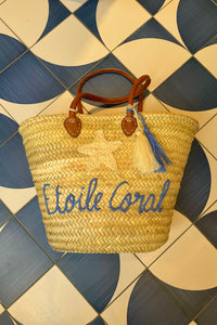 RAFFIA BASKET BAG "ÉTOILE" BLUE
