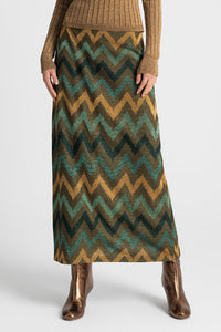 MIDI SKIRT "CHEVRON" GREEN