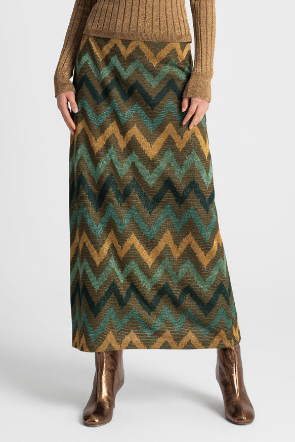 MIDI SKIRT "CHEVRON" GREEN