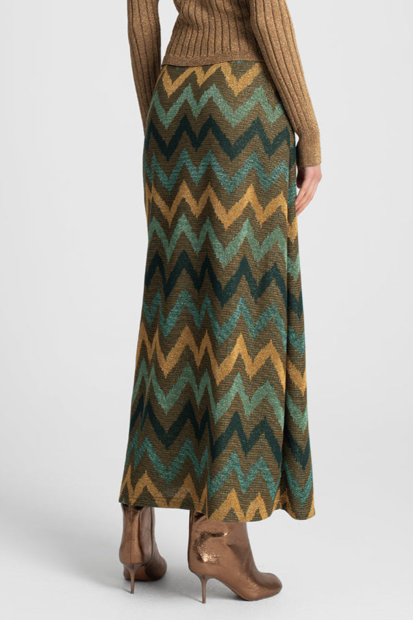 MIDI SKIRT "CHEVRON" GREEN