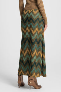 MIDI SKIRT "CHEVRON" GREEN