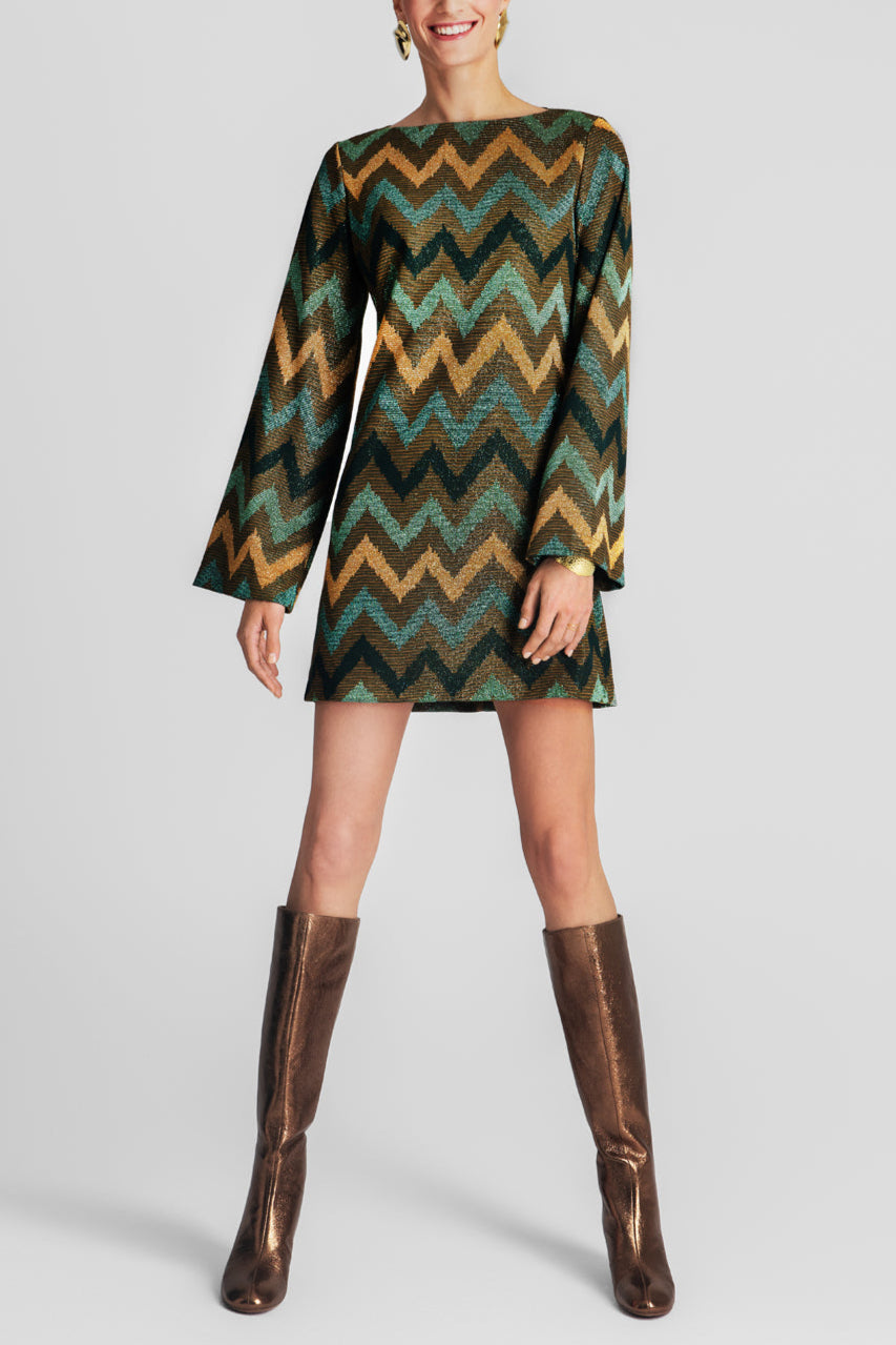 SHORT DRESS "CHEVRON" GREEN