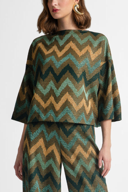 OVERSIZED CROP TOP "CHEVRON" GREEN