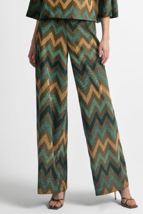 WIDE LEG PANTS "CHEVRON" GREEN