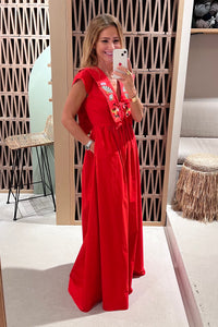 LONG BACKLESS DRESS "MALAGUENA” RED