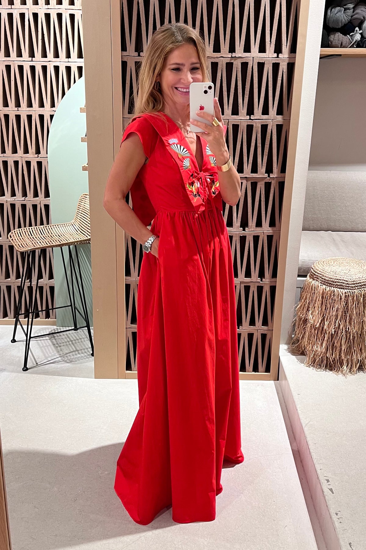 LONG BACKLESS DRESS "MALAGUENA” RED