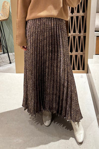 PLEATED MIDI SKIRT "SNAKE" SILVER/BROWN