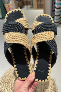 SANDALS "PRADO" NATURAL/BLACK