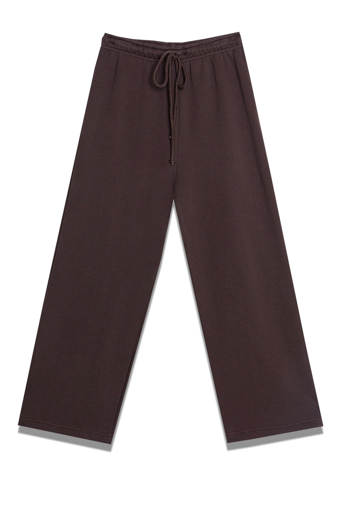 WIDE COTTON DRAWSTRING SWEATPANTS BROWN