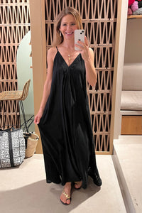 OVERSIZED LONG STRAPPY DRESS "MEDEA" BLACK