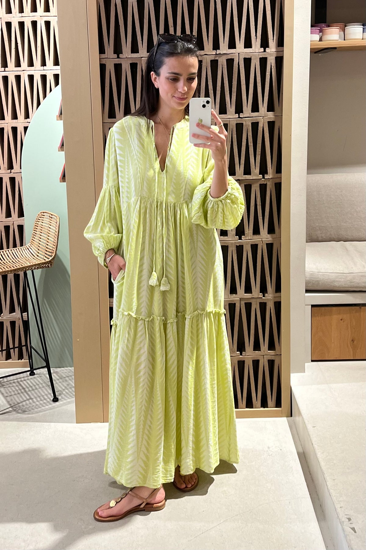 LONG TUNIC DRESS "FINIKAS" LIME
