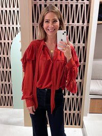 CHIFFON BLOUSE WITH VOLANTS CHILI