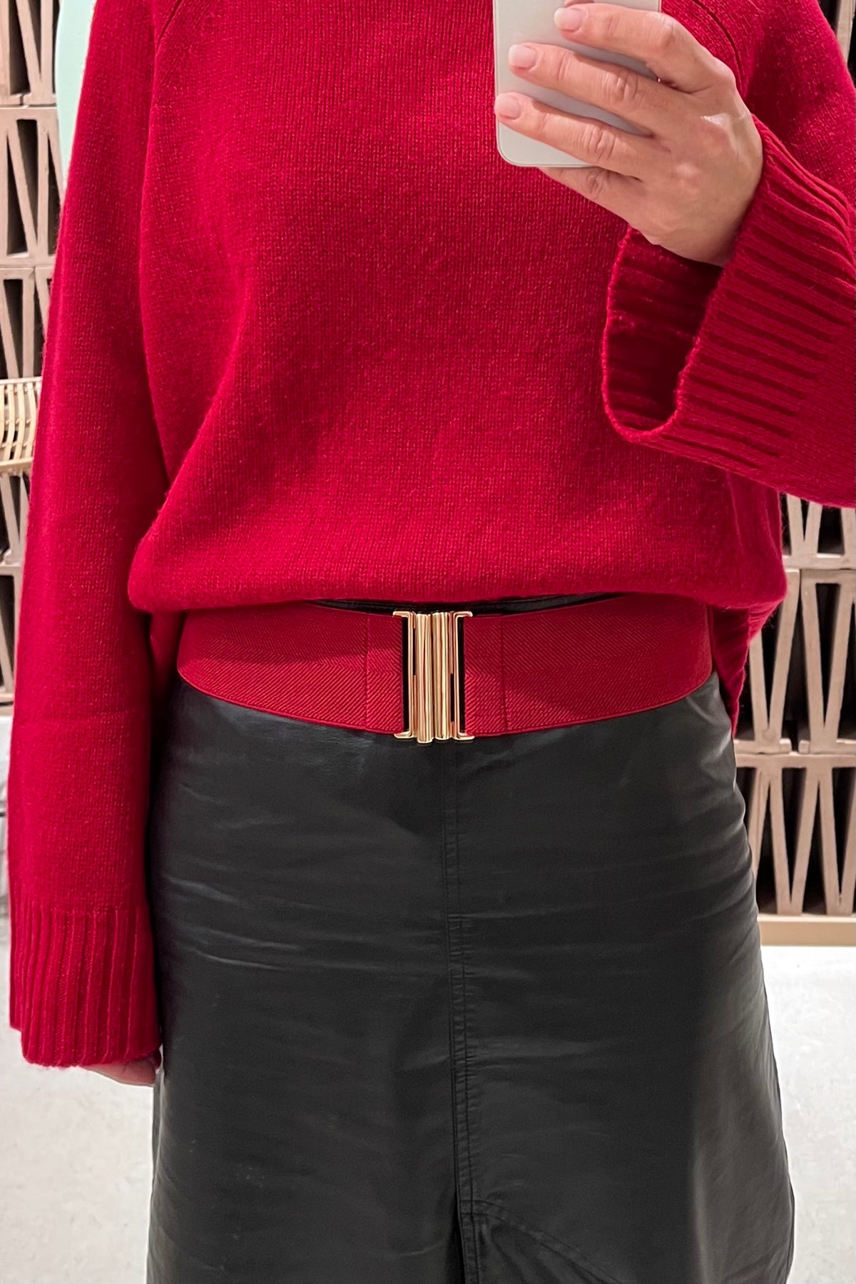 WIDE ELASTIC BELT DEEP RED