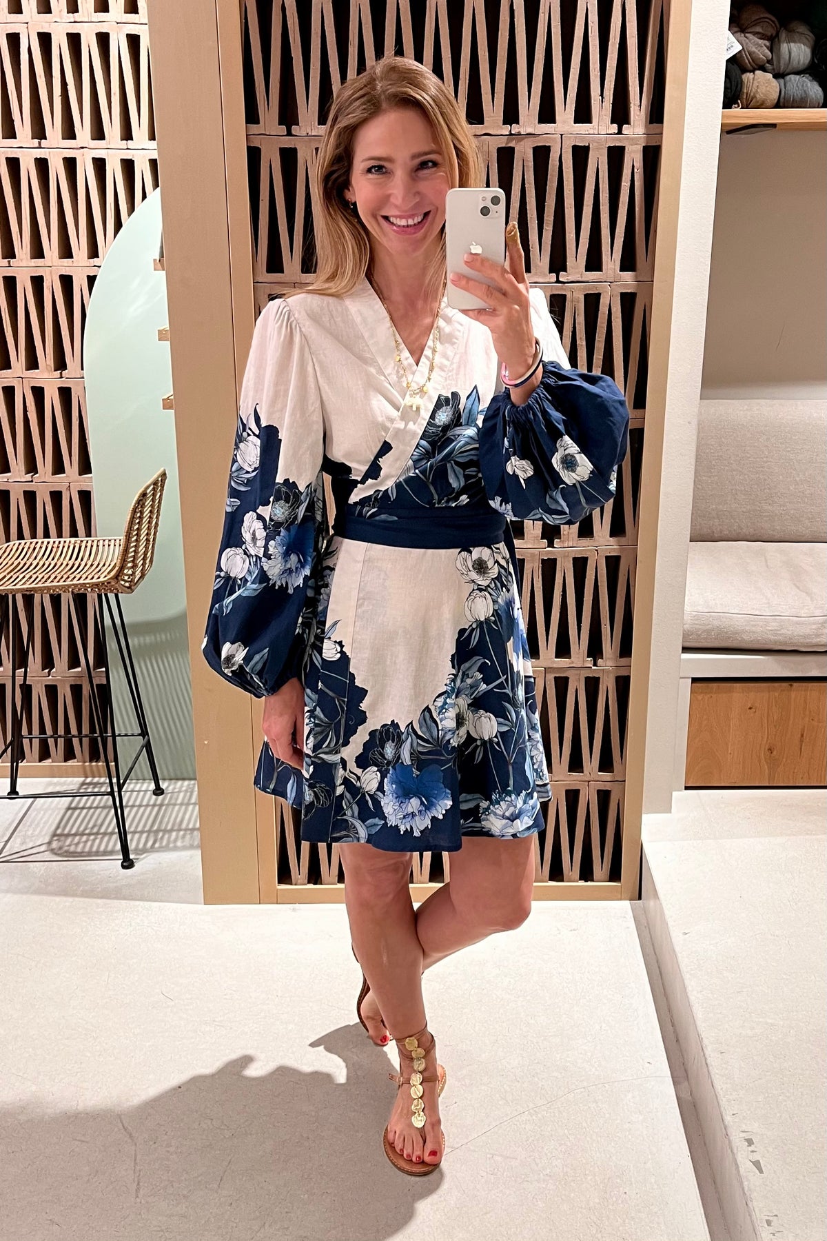 SHORT WRAP DRESS "CORFU" WHITE/BLUE