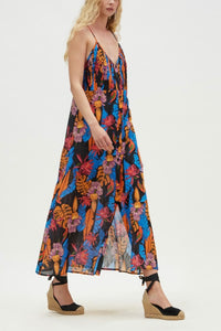 MIDI DRESS "SEATTLE" BLACK/MULTICOLOUR