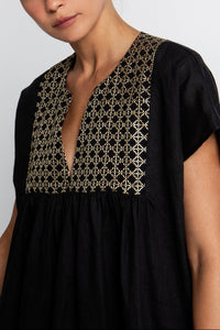 OVERSIZED KAFTAN DRESS "CROSS" BLACK/GOLD