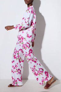 PANTS "BOUGAINVILLEA" WHITE/PINK