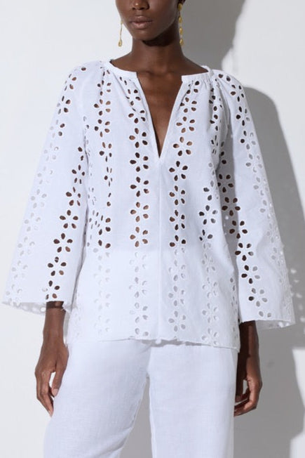 EMBROIDERED BLOUSE "MONACO" WHITE