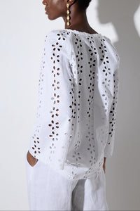 EMBROIDERED BLOUSE "MONACO" WHITE