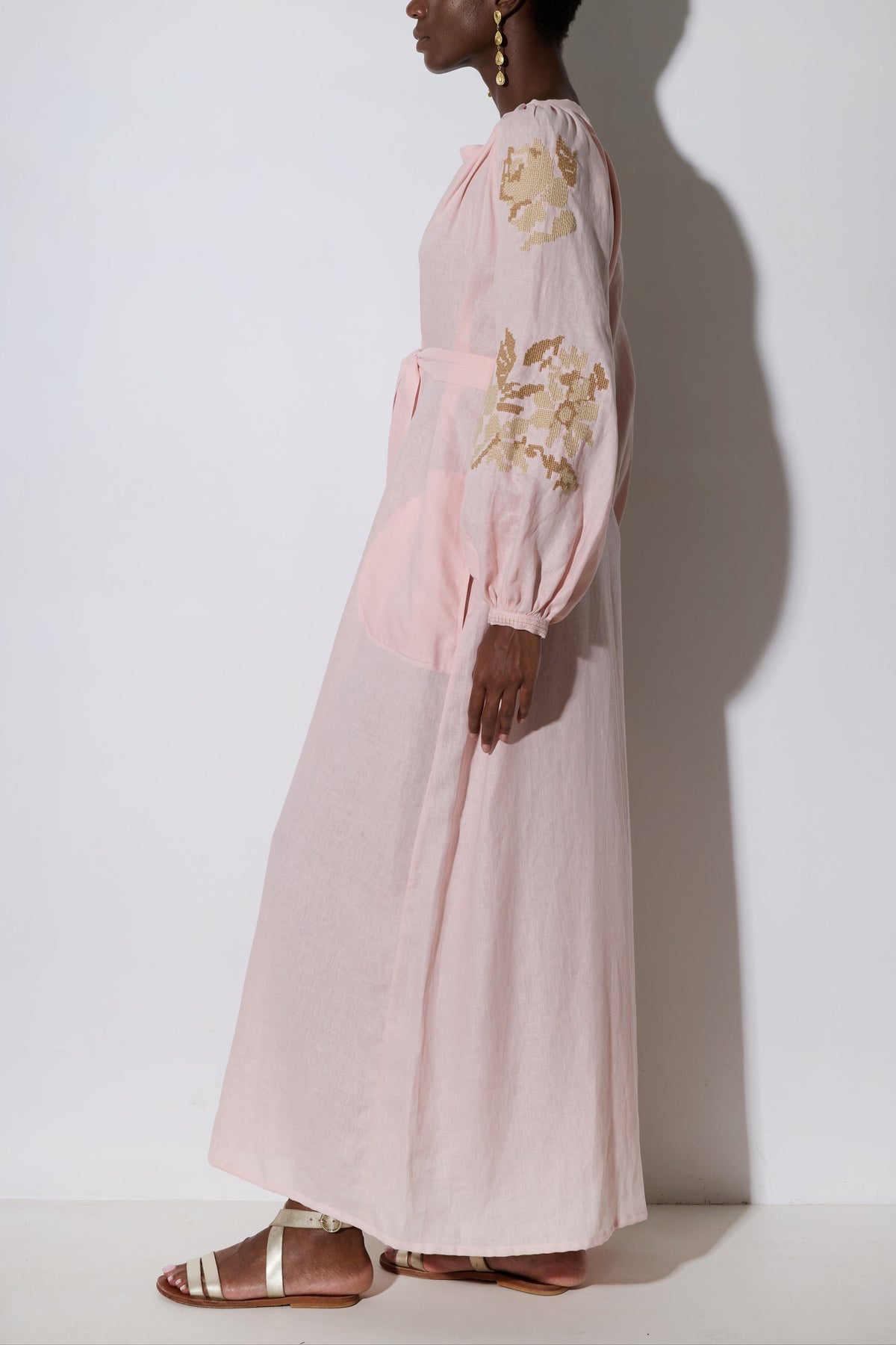 LINEN DRESS "FLEUR" ROSE
