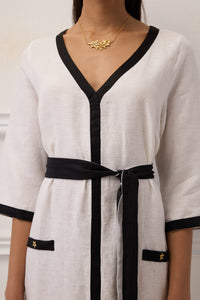 MIDI LINEN DRESS "HERMIONE" WHITE