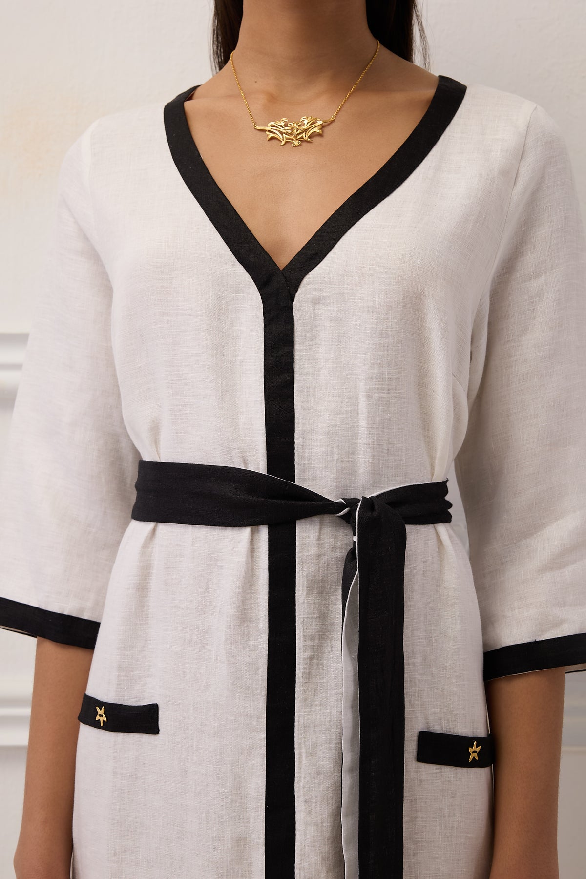 MIDI LINEN DRESS "HERMIONE" WHITE