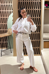 COTTON BLOUSE WITH BALLOON SLEEVES WHITE