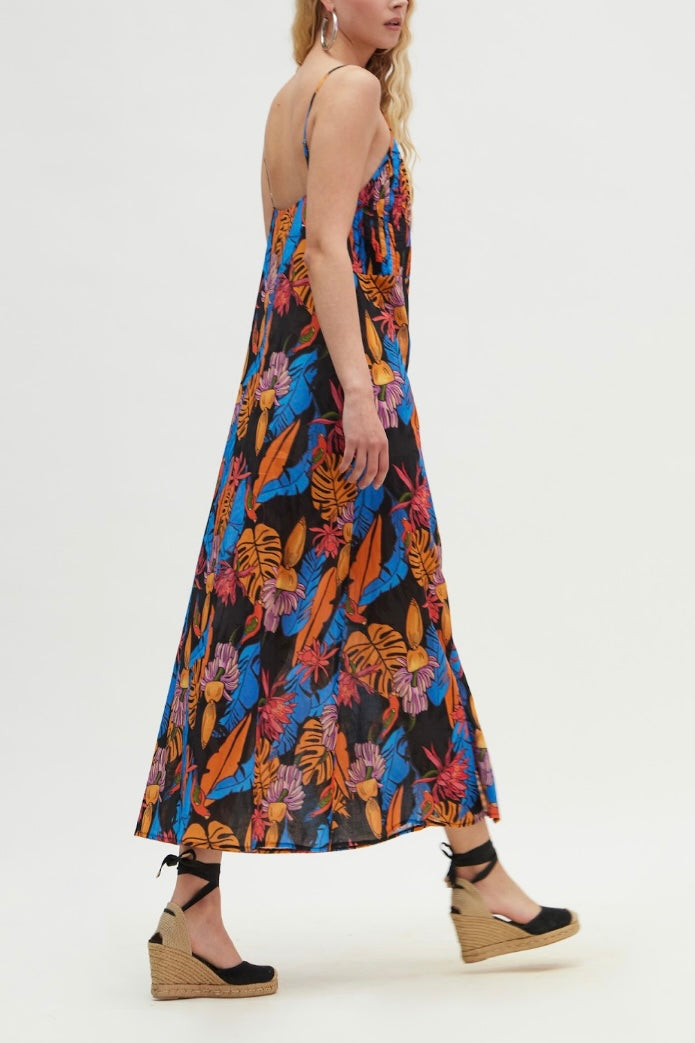 MIDI DRESS "SEATTLE" BLACK/MULTICOLOUR