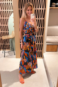 MIDI DRESS "SEATTLE" BLACK/MULTICOLOUR