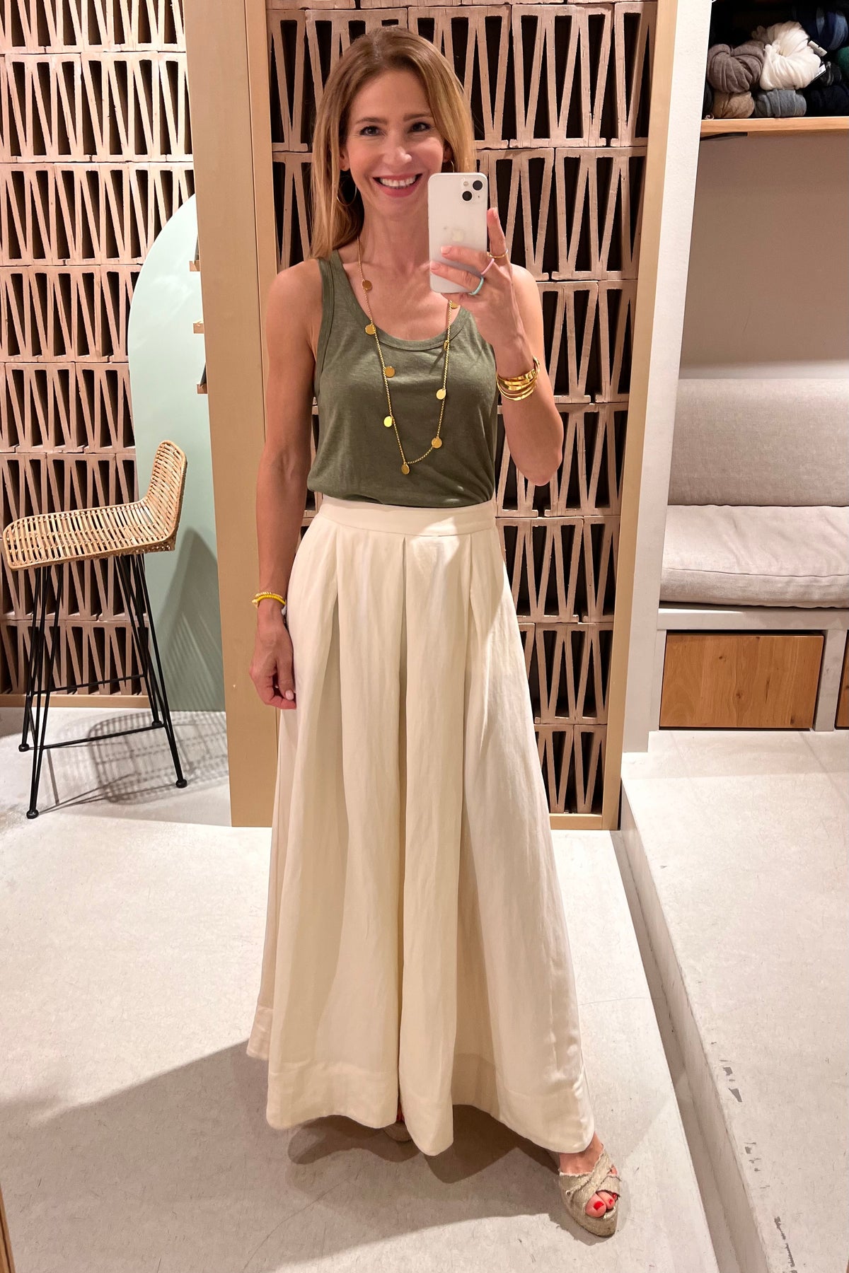 LONG PLEATED SKIRT "DELIA" ECRU