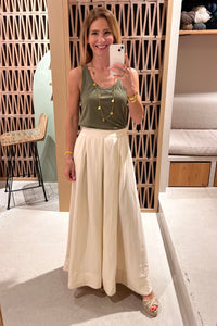 LONG PLEATED SKIRT "DELIA" ECRU