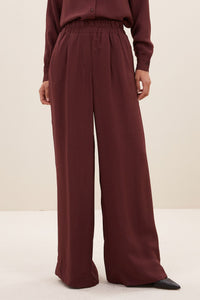 WIDE LEG VISCOSE PANTS „BURGUNDY“