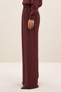 WIDE LEG VISCOSE PANTS „BURGUNDY“