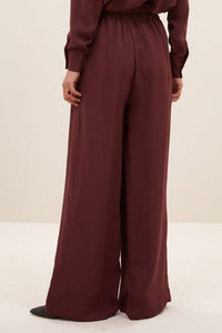 WIDE LEG VISCOSE PANTS „BURGUNDY“