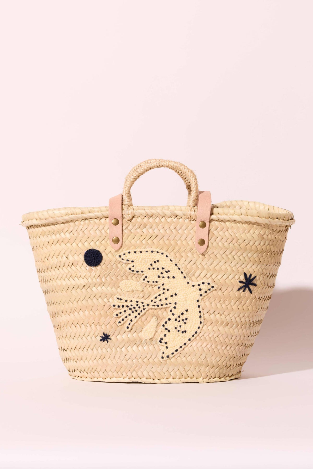 WOVEN & EMBROIDERED BASKET „MIDNIGHT BIRD“