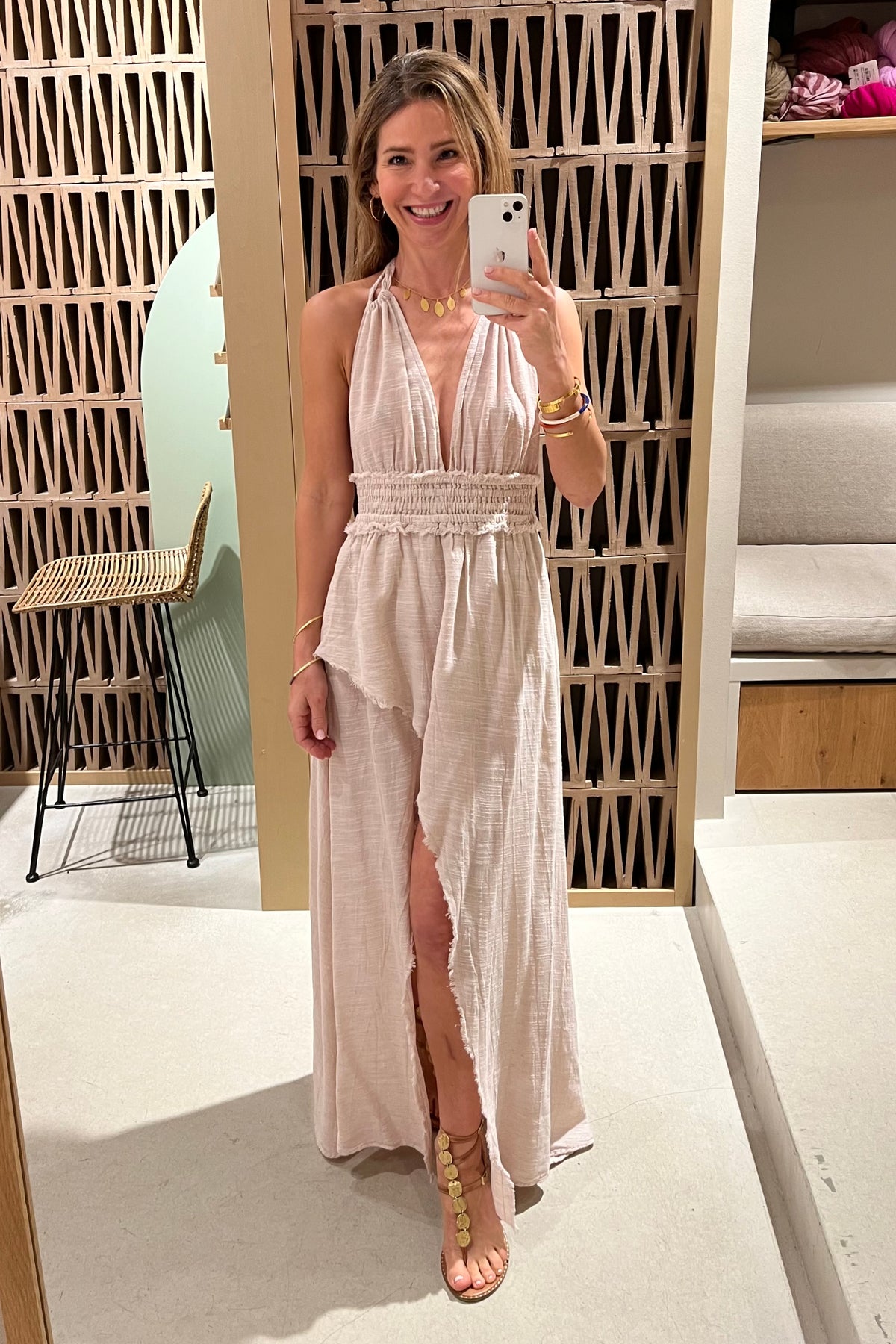 LONG SLITTED NECKHOLDER DRESS "MALIA" DUSTY PINK