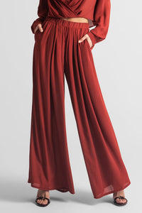 FLOWY WIDE LEG PANTS BRICK