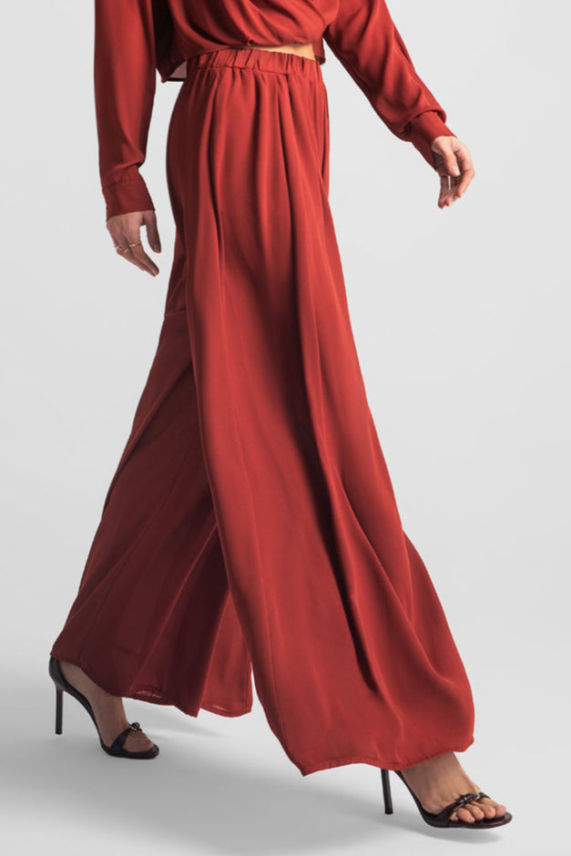FLOWY WIDE LEG PANTS BRICK