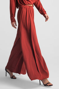 FLOWY WIDE LEG PANTS BRICK