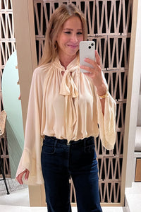 BOW TIE CHIFFON BLOUSE VANILLA