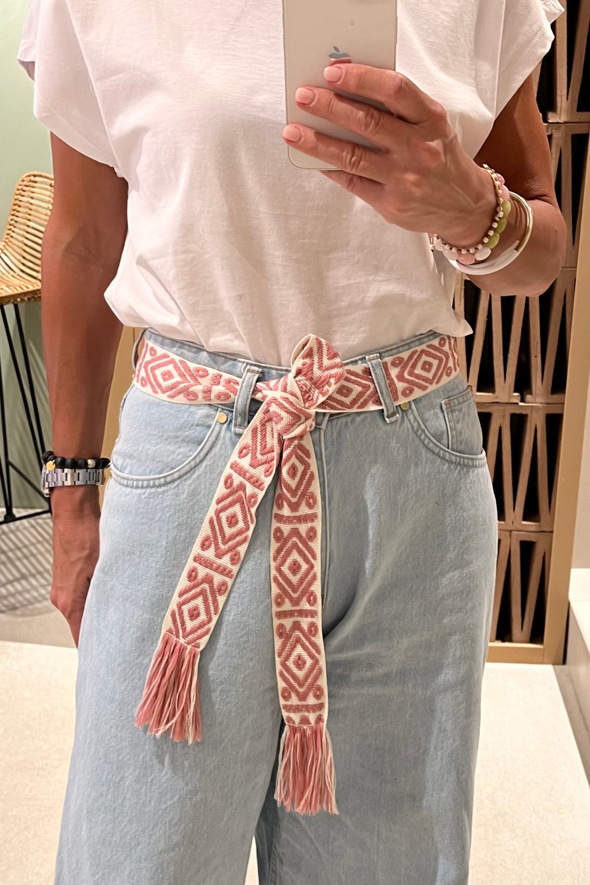 WOVEN BELT "AZTEC" ROSEWOOD/ECRU