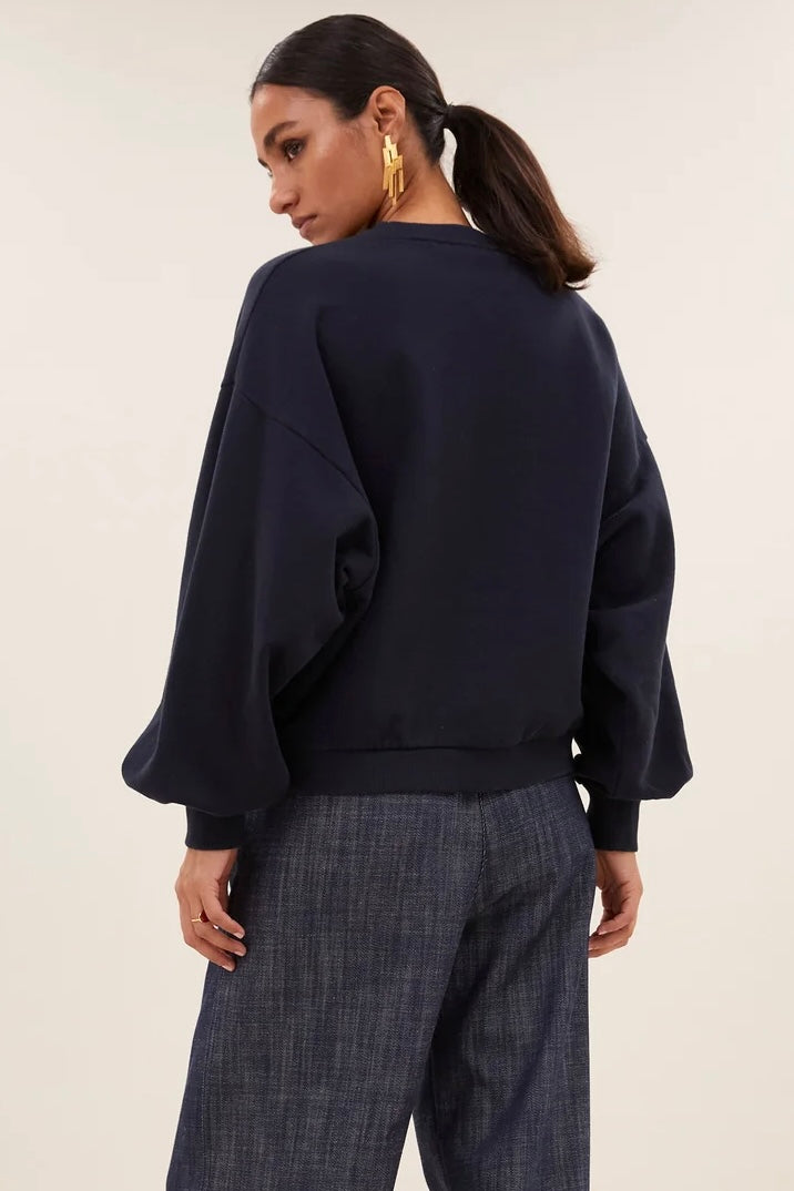 OVERSIZED COTTON SWEATER "LUCKY" NAVY