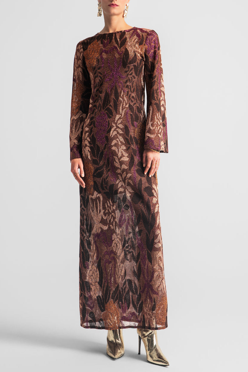 LONG SLIM DRESS "STELLAR" BURGUNDY