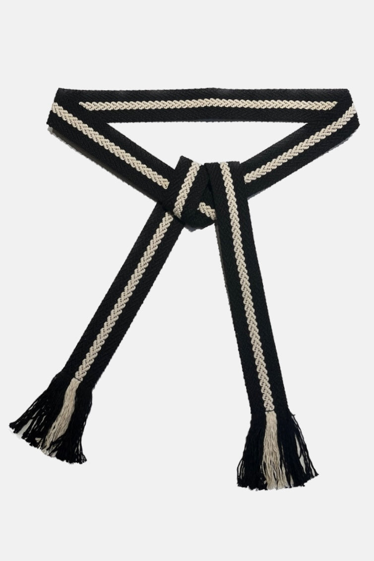 WOVEN BELT "CLASSIC STRIPES" - BLACK/ECRU