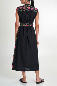 EMBROIDERED SLEEVELESS DRESS "DAHLIA" MULTICOLOR