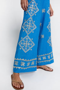 LINEN PANTS "LEFKADA" BLUE RAF/GOLD