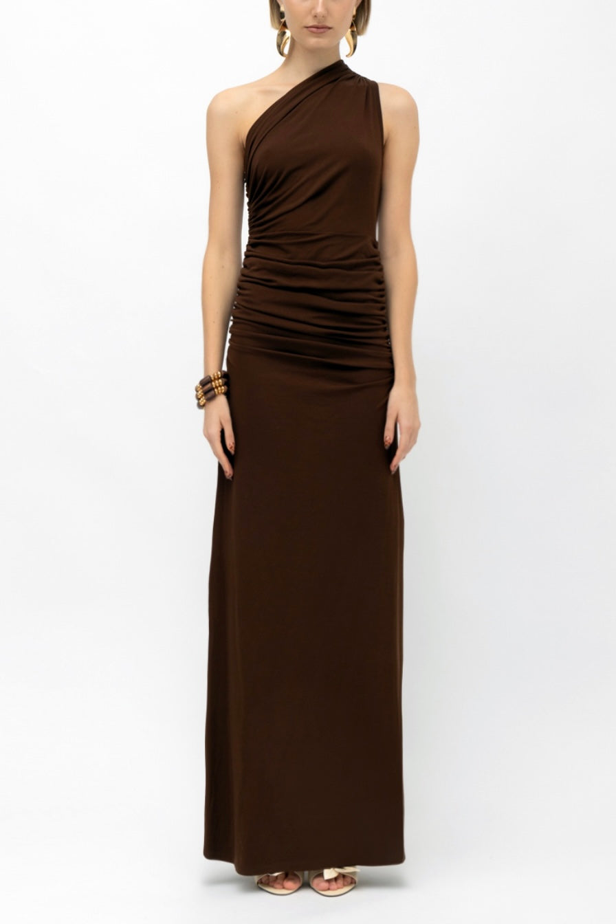 LONG BODYCON DRESS "CHIARA" CHOCOLATE